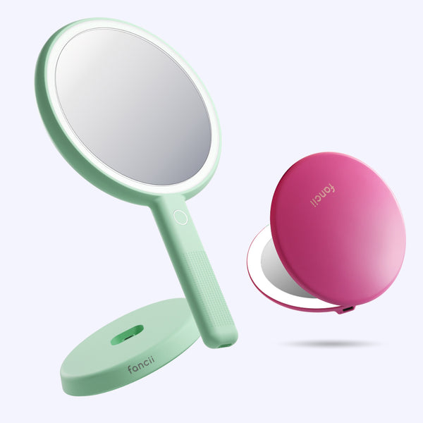 Cami mirror hand held and Taylor compact mirror by Fancii and Co_  Magnolia Burst Pistachio