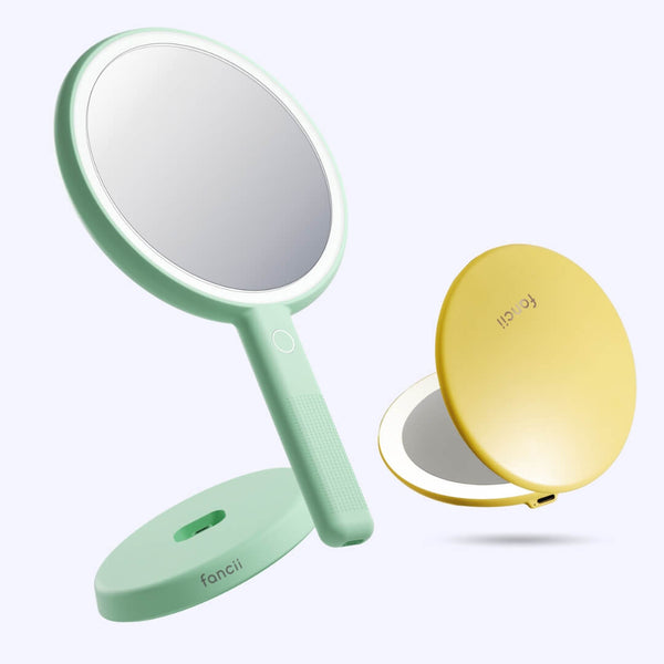 Cami mirror hand held and Taylor compact mirror by Fancii and Co_  Marigold Pistachio