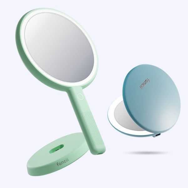 Cami mirror hand held and Taylor compact mirror by Fancii and Co_  Soft Sky Pistachio