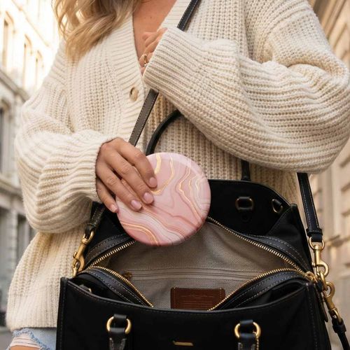 Taylor LED Compact in Marble Rose slips into handbag