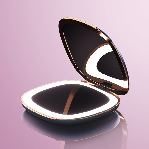 Mila compact mirror with LED lights by Fancii and Co_ Indigo Magic