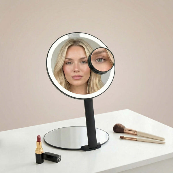 Abigail in Black With Tara 10x Magnifying Mirror by Fancii & Co.