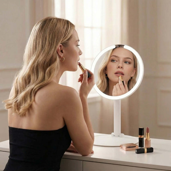 Fancii Abigail travel makeup mirror in White With Tara 10x Magnifying Mirror

All