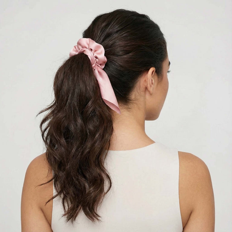 Fancii Elle satin headband hair tie scrunchies Pink