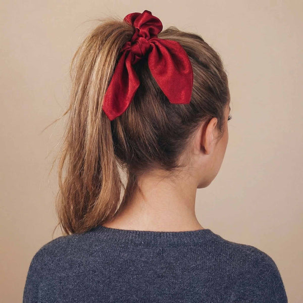 Fancii Elle satin headband hair scrunchies Red