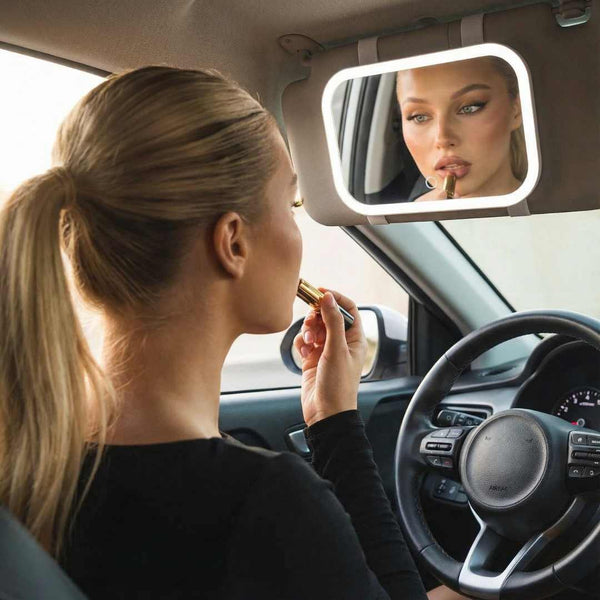 Fancii Juni 2 Led Lighted Car Visor Mirror for travel White