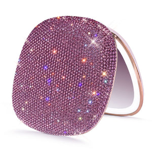 Fancii Mila 2 Luxe Wineberry led lighted compact makeup mirror with diamond cut crystals, 10x/1x