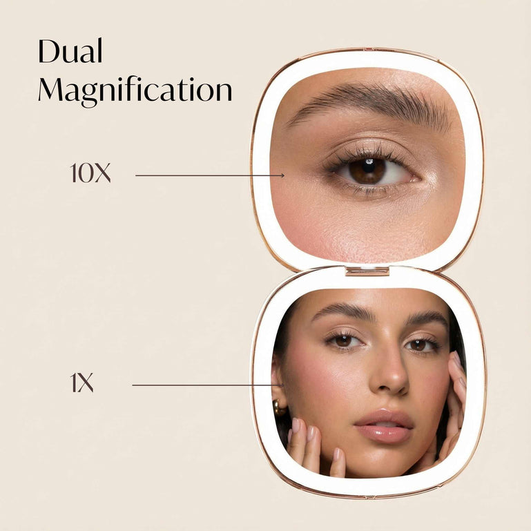 Fancii Mila 2 Compact Mirrors with lights Champagne Cream