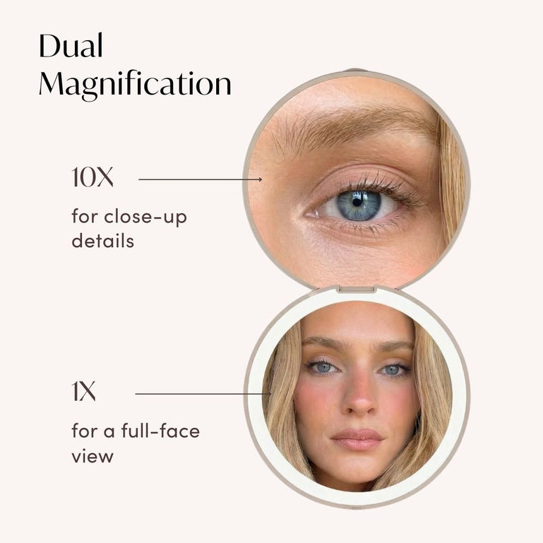 Fancii Mini Taylor Lighted Led Compact with 1x and 10x Magnification Desert Sands Mocha Lace Lilac Bliss Petal Pink