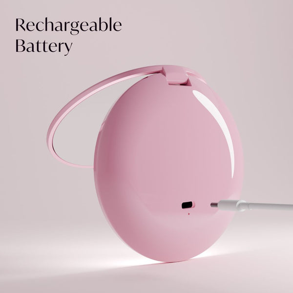 Fancii Mini Taylor Lighted Led Compact with 1x and 10x Magnification Petal Pink