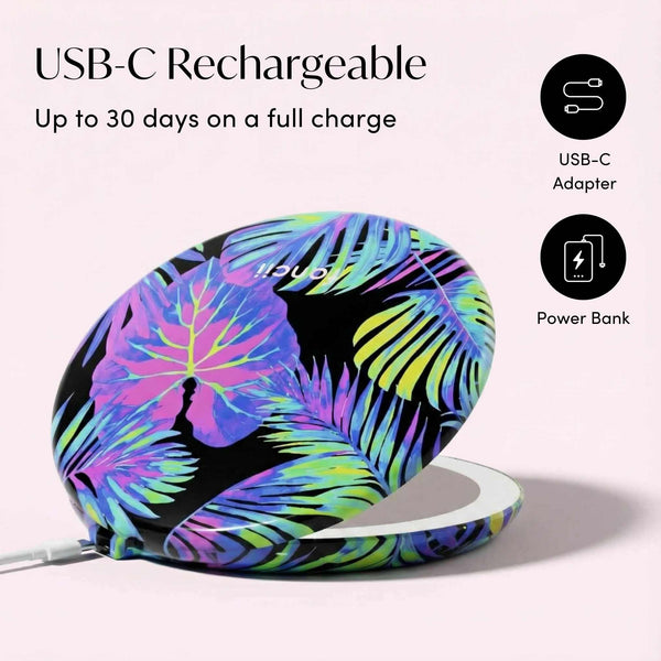 Fancii Taylor Lighted Compact mirror with 10x Magnification NEON OASIS