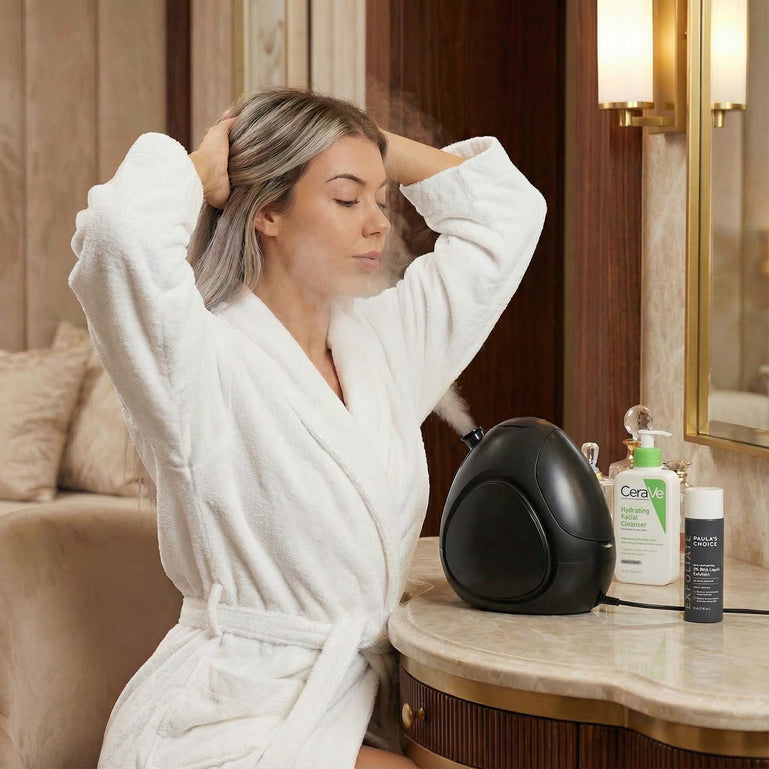 Rivo Facial Steamer by Fancii and Co. Essential Oil Basket in Black