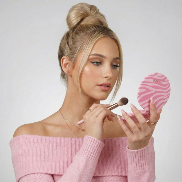 Mini Taylor LED Compact Mirror | Blush Zebra