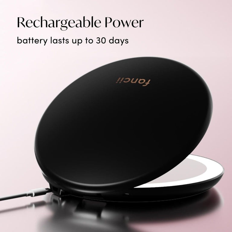 Fancii Taylor LED Lighted Compact mirror with 10x Magnification CHARCOAL CHIC