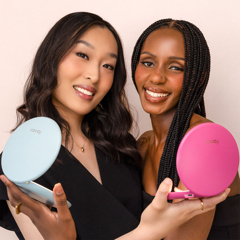 Fancii Taylor Compact Mirror lighted with 10x magnifying mirror MAGNOLIA BURST