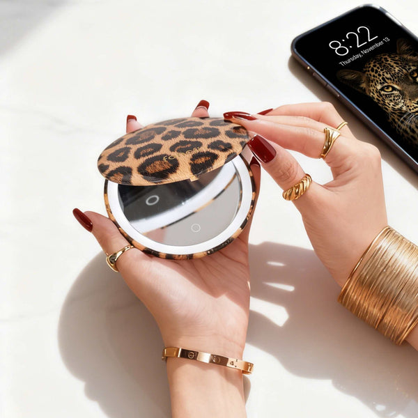 Mini Taylor LED Compact Mirror | Cheetah Chic