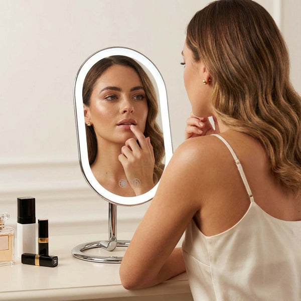 Fancii Vera lighted led vanity makeup mirror with stand Chrome Fancii Ultimate Mirror Bundle Bedazzled