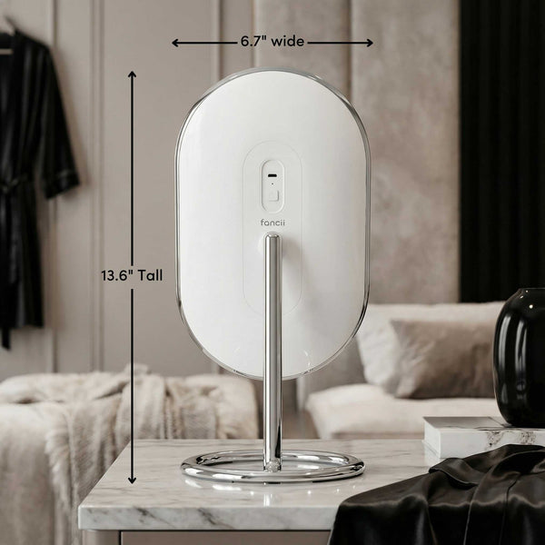 Fancii Vera lighted led vanity makeup mirror with stand Chrome Bedazzled