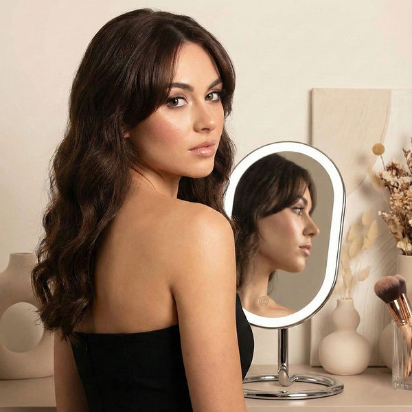 Fancii Vera lighted led vanity makeup mirror with stand Chrome Fancii Ultimate Mirror Bundle Bedazzled