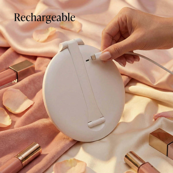 Abigail in White With Tara 10x Magnifying Mirror by Fancii & Co. All