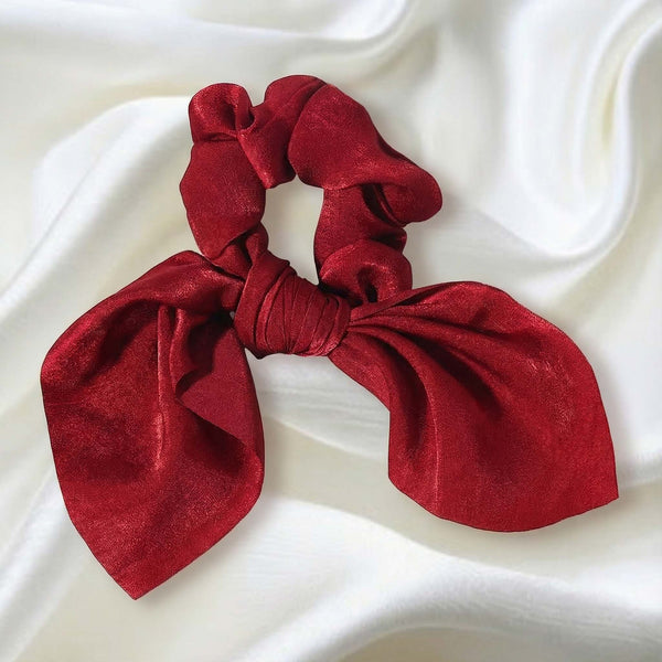 Fancii Elle satin headband hair scrunchies Red