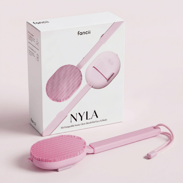 Fancii Nyla sonic brush body scrubber with extended handle for cleansing and scrubbing