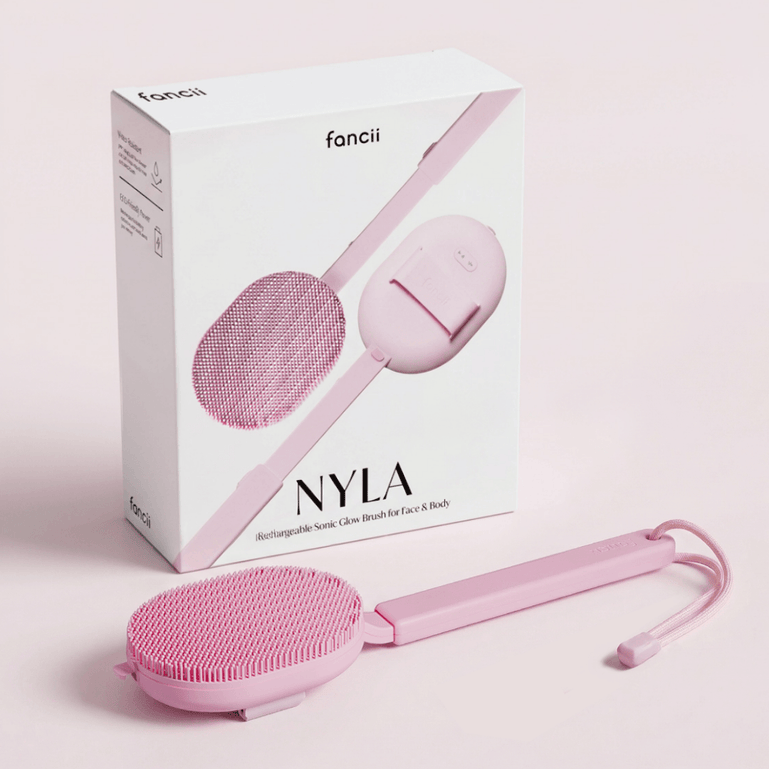 Fancii Nyla sonic brush body scrubber with extended handle for cleansing and scrubbing