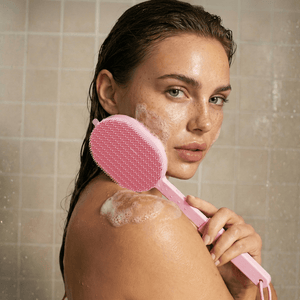 Fancii Nyla sonic brush body scrubber with extended handle for cleansing and scrubbing