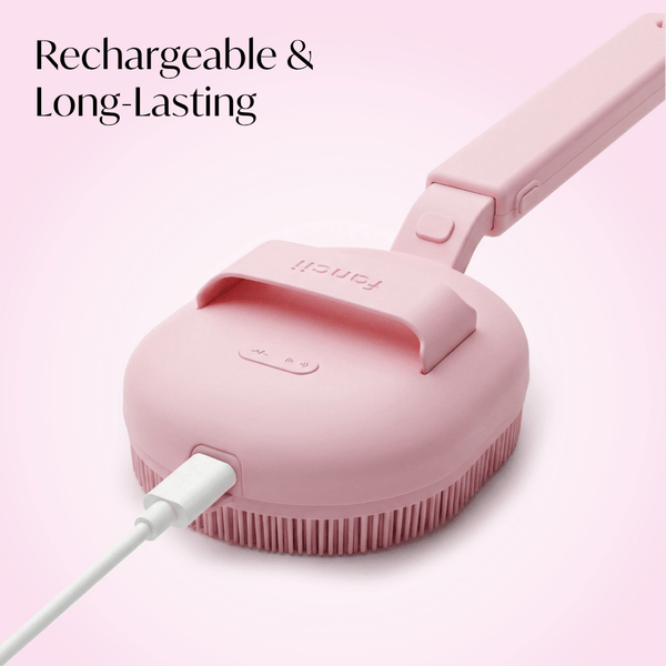 Fancii Nyla sonic brush body scrubber with extended handle for cleansing and scrubbing