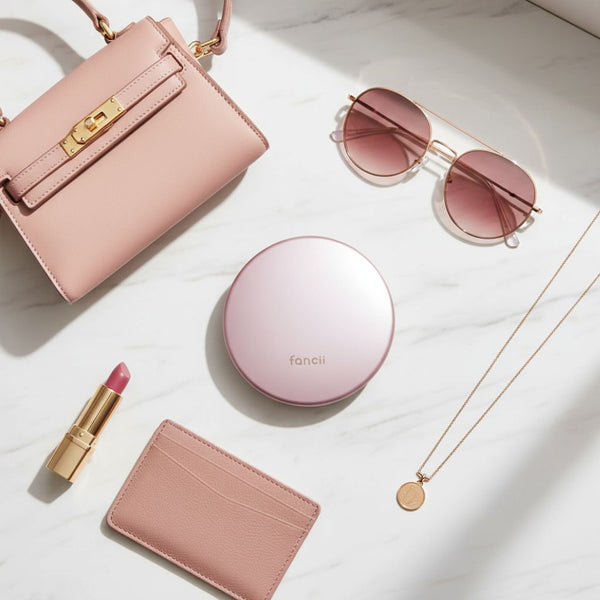 ROSE GOLD SUGAR PLUM Taylor compact mirror with lights