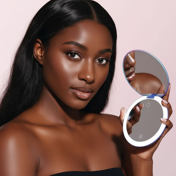 Taylor Compact Mirror by Fancii and Co with 10x magnifying mirror LAVENDER LAGOON