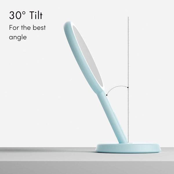 Fancii Cami handheld makeup adjustable vanity mirror with led lights Blue Fluff