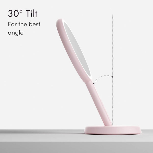 Fancii Cami handheld mirror with LED lights by Fancii and Co adjustable Strawberry Cream
