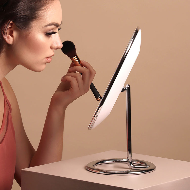 Fancii Vera lighted led vanity makeup mirror with stand Chrome