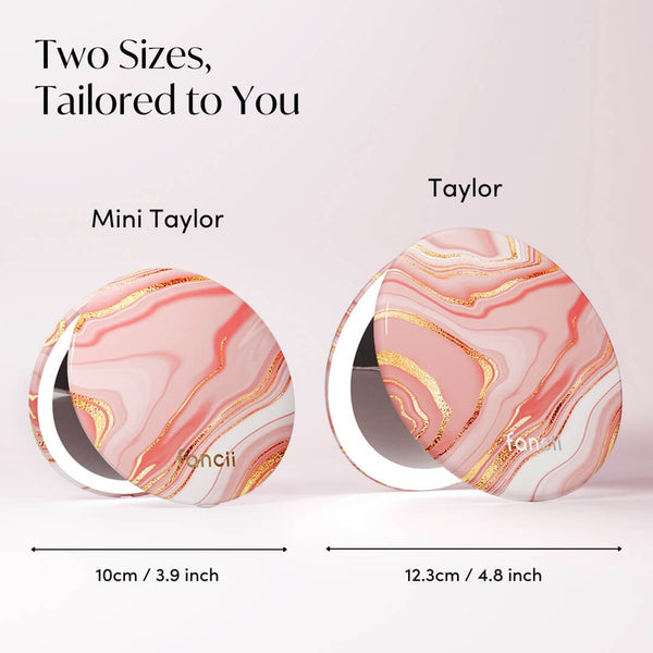 Fancii mini Taylor Marble Rosé compact mirror with lights MARBLE ROSÈ
