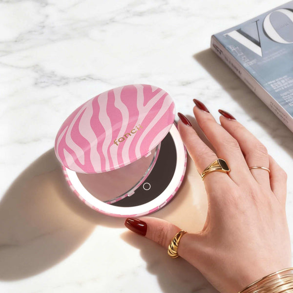 Mini Taylor LED Compact Mirror | Blush Zebra