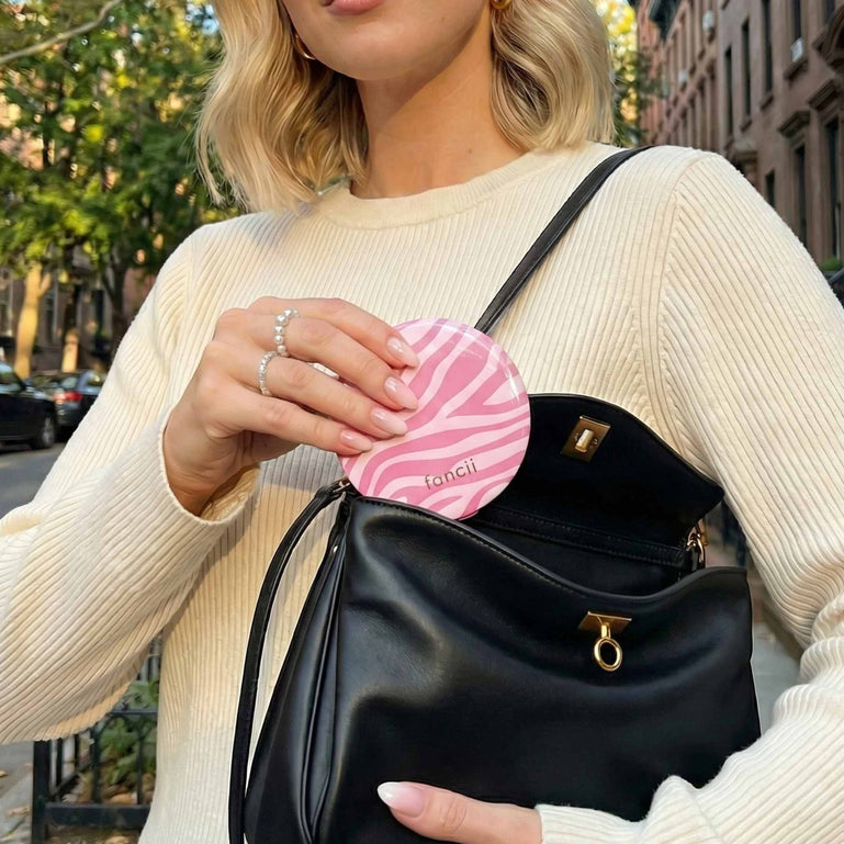 Mini Taylor LED Compact Mirror | Blush Zebra