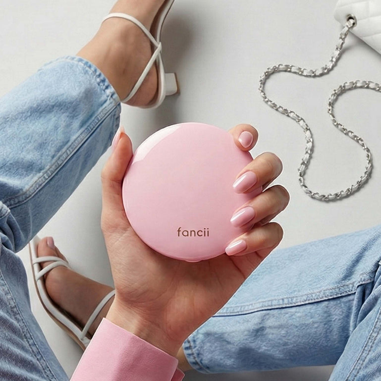 Fancii Mini Taylor Led Lighted Compact Mirror 10x Magnification Petal Pink