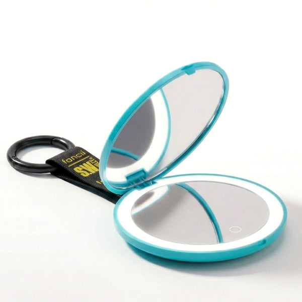 S.W.Smiley X Fancii & Co.  Lighted Charm Mirror with 1x and 10x magnification in Aqua