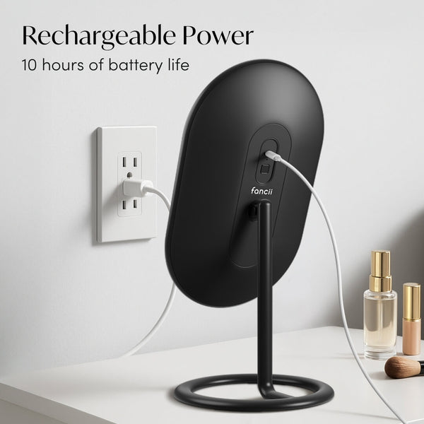 Fancii Vera lighted led vanity makeup mirror with stand Black