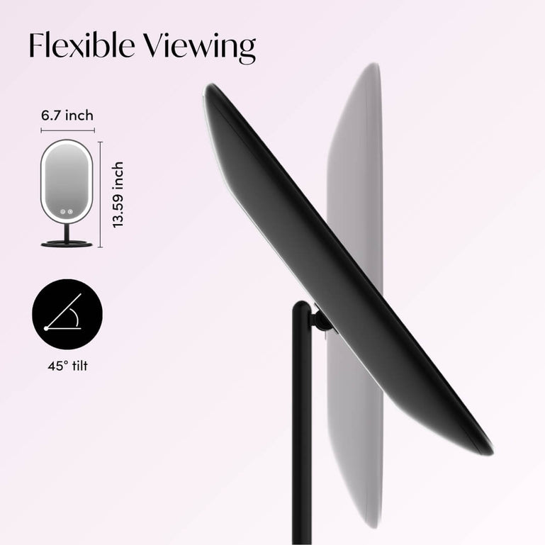 Fancii Vera lighted led vanity makeup mirror with stand Black