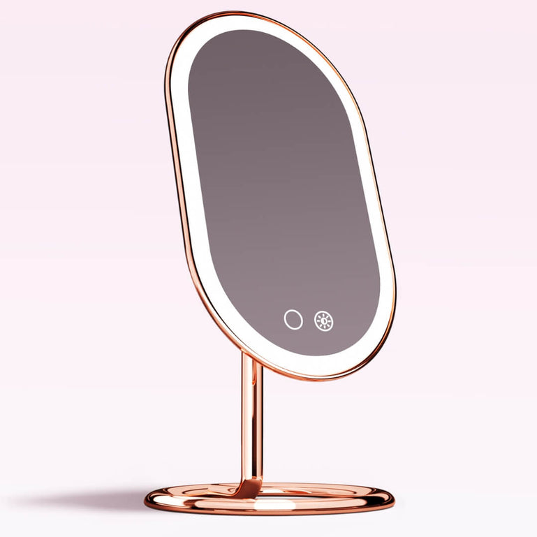 Fancii Vera lighted led vanity makeup mirror with stand Rose Gold